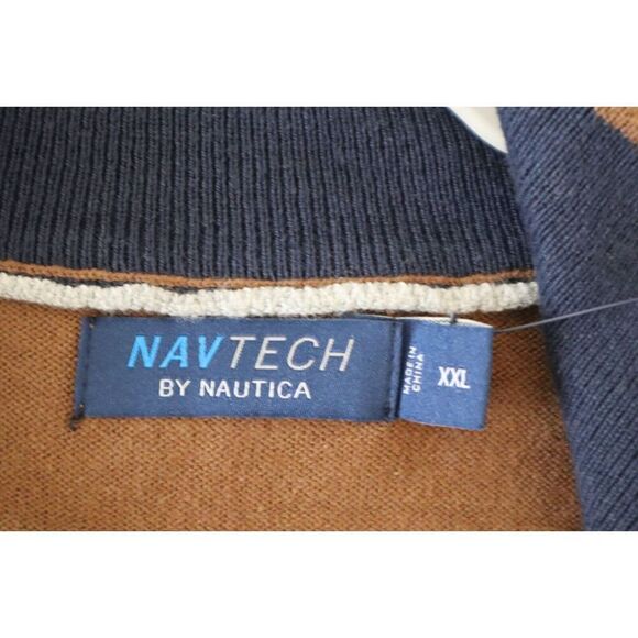 Navtech x Nautica SR3704 Men's Sz 2XL Coconut Shell Brown 1/4-Zip Sweater - Picture 3 of 9